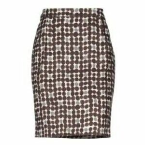 Max Mara Weekend Pencil Skirt 14 Brown Stretch Short Cotton Dot  Zip Straight